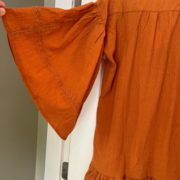 Burnt Orange tunic style summer dress with bell sleeves - Picture 5 of 5
